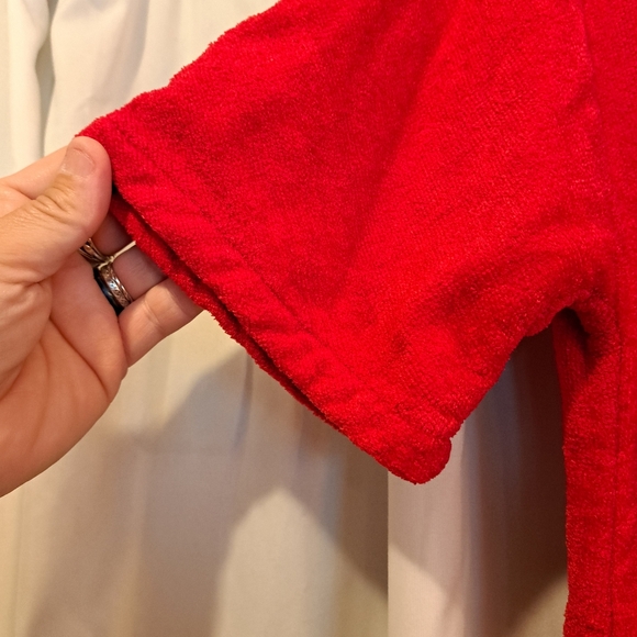 Vintage Gertrude Davenport New York Small Red Terry Cloth Robe Dress w/Pockets - Picture 14 of 16